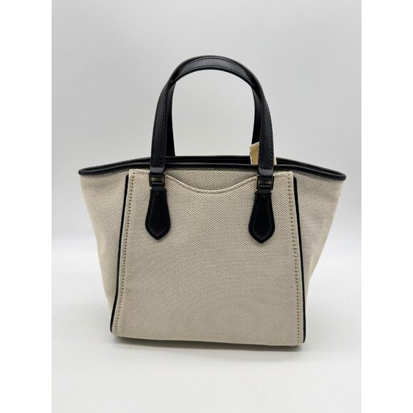 MICHAEL KORS Taryn canvas small tote crossbody bag- Natural/ Black - Picture 8 of 14